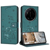 Embossed Kitten Phone Leather Case with Lanyard, For Xiaomi 17 Ultra, For Xiaomi 17 Pro Max, For Xiaomi 17 Pro, For Xiaomi 17, For Xiaomi Poco M7 4G 169mm, For Xiaomi 15T Pro 5G, For Xiaomi 15T 5G, For Xiaomi Poco F7 Pro / F7 Ultra