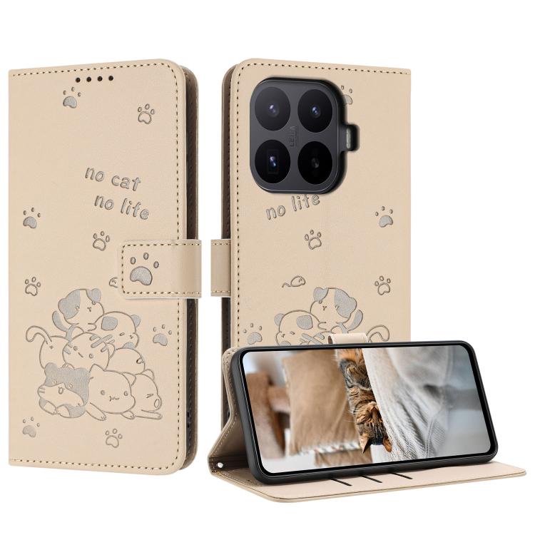 Embossed Kitten Phone Leather Case with Lanyard, For Xiaomi Poco C95 Pro, For Xiaomi 17T Pro 5G, For Xiaomi 17T 5G, For Xiaomi 17 Ultra, For Xiaomi 17 Pro Max, For Xiaomi 17 Pro, For Xiaomi 17, For Xiaomi Poco M7 4G 169mm