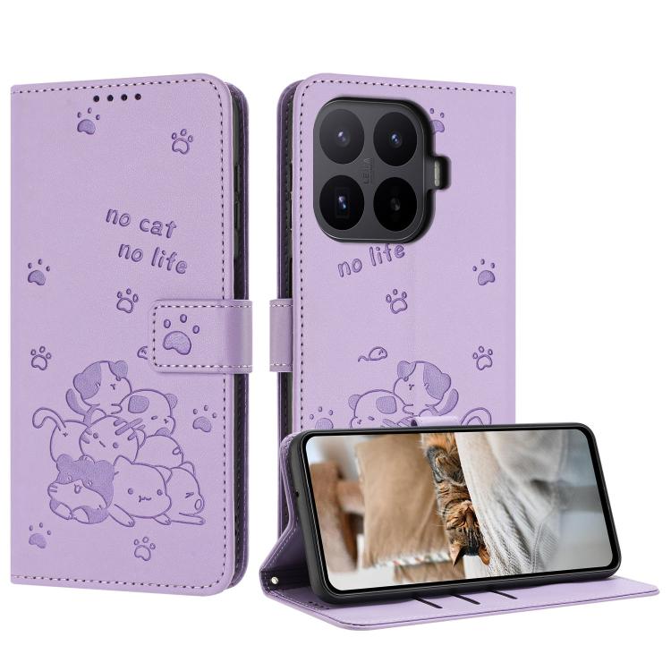 Embossed Kitten Phone Leather Case with Lanyard, For Xiaomi Poco C95 Pro, For Xiaomi 17T Pro 5G, For Xiaomi 17T 5G, For Xiaomi 17 Ultra, For Xiaomi 17 Pro Max, For Xiaomi 17 Pro, For Xiaomi 17, For Xiaomi Poco M7 4G 169mm