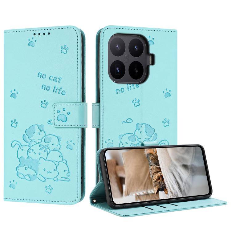 Embossed Kitten Phone Leather Case with Lanyard, For Xiaomi Poco C95 Pro, For Xiaomi 17T Pro 5G, For Xiaomi 17T 5G, For Xiaomi 17 Ultra, For Xiaomi 17 Pro Max, For Xiaomi 17 Pro, For Xiaomi 17, For Xiaomi Poco M7 4G 169mm