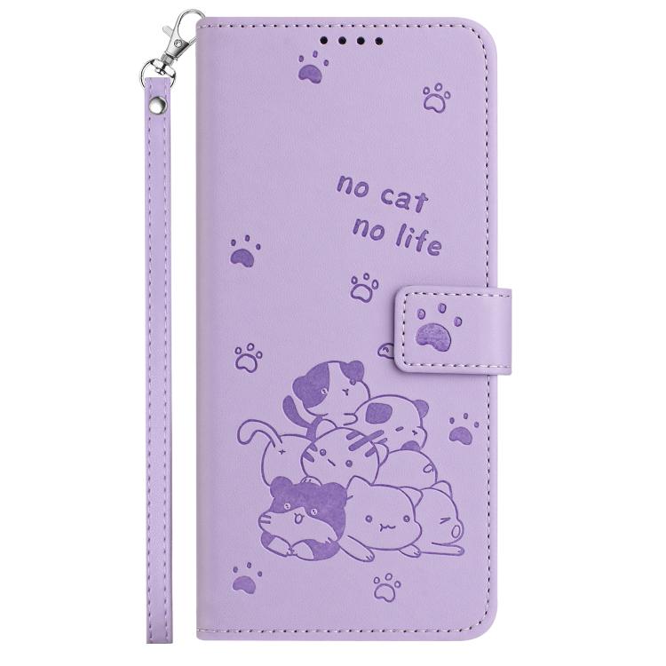 Embossed Kitten Phone Leather Case with Lanyard, For Xiaomi Poco C95 Pro, For Xiaomi 17T Pro 5G, For Xiaomi 17T 5G, For Xiaomi 17 Ultra, For Xiaomi 17 Pro Max, For Xiaomi 17 Pro, For Xiaomi 17, For Xiaomi Poco M7 4G 169mm