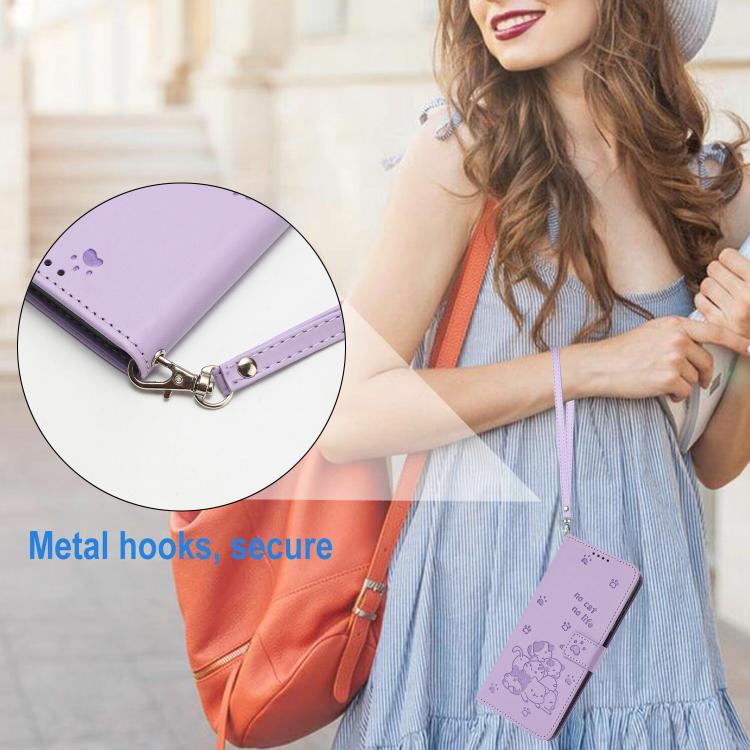 Embossed Kitten Phone Leather Case with Lanyard, For Xiaomi Poco C95 Pro, For Xiaomi 17T Pro 5G, For Xiaomi 17T 5G, For Xiaomi 17 Ultra, For Xiaomi 17 Pro Max, For Xiaomi 17 Pro, For Xiaomi 17, For Xiaomi Poco M7 4G 169mm