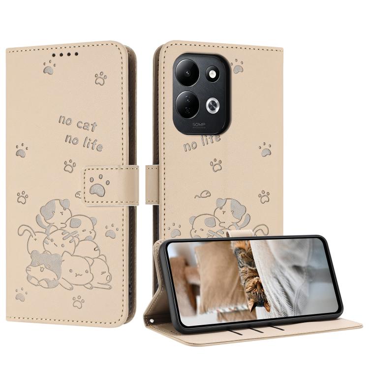 Embossed Kitten Phone Leather Case with Lanyard, For Xiaomi Poco C95 Pro, For Xiaomi 17T Pro 5G, For Xiaomi 17T 5G, For Xiaomi 17 Ultra, For Xiaomi 17 Pro Max, For Xiaomi 17 Pro, For Xiaomi 17, For Xiaomi Poco M7 4G 169mm