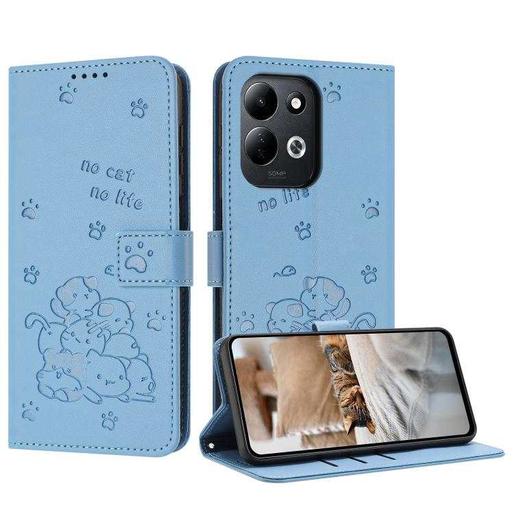 Embossed Kitten Phone Leather Case with Lanyard, For Xiaomi Poco C95 Pro, For Xiaomi 17T Pro 5G, For Xiaomi 17T 5G, For Xiaomi 17 Ultra, For Xiaomi 17 Pro Max, For Xiaomi 17 Pro, For Xiaomi 17, For Xiaomi Poco M7 4G 169mm