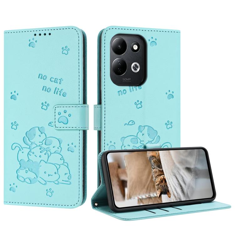 Embossed Kitten Phone Leather Case with Lanyard, For Xiaomi Poco C95 Pro, For Xiaomi 17T Pro 5G, For Xiaomi 17T 5G, For Xiaomi 17 Ultra, For Xiaomi 17 Pro Max, For Xiaomi 17 Pro, For Xiaomi 17, For Xiaomi Poco M7 4G 169mm