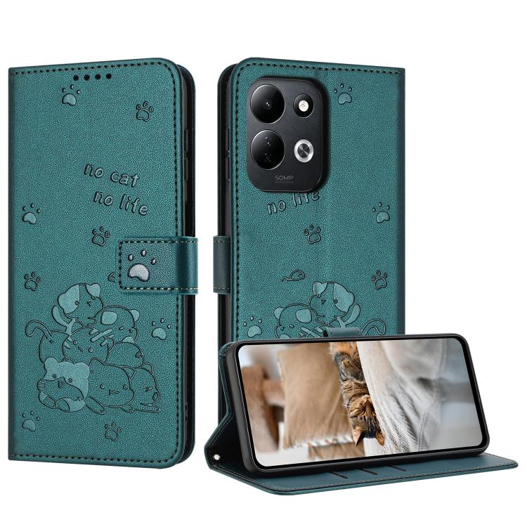 Embossed Kitten Phone Leather Case with Lanyard, For Xiaomi Poco C95 Pro, For Xiaomi 17T Pro 5G, For Xiaomi 17T 5G, For Xiaomi 17 Ultra, For Xiaomi 17 Pro Max, For Xiaomi 17 Pro, For Xiaomi 17, For Xiaomi Poco M7 4G 169mm