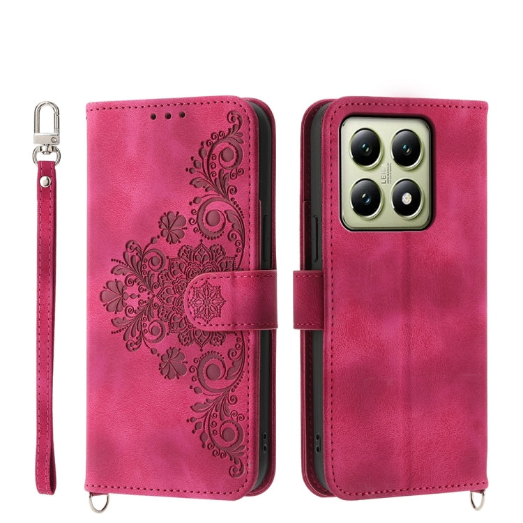 Skin Feel Flowers Embossed Wallet Leather Phone Case, For Xiaomi 15, For Xiaomi 14T Pro, For Xiaomi 14T