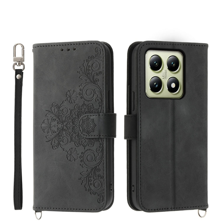 Skin Feel Flowers Embossed Wallet Leather Phone Case, For Xiaomi 15, For Xiaomi 14T Pro, For Xiaomi 14T