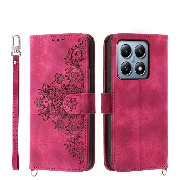 Skin Feel Flowers Embossed Wallet Leather Phone Case, For Xiaomi 15, For Xiaomi 14T Pro, For Xiaomi 14T