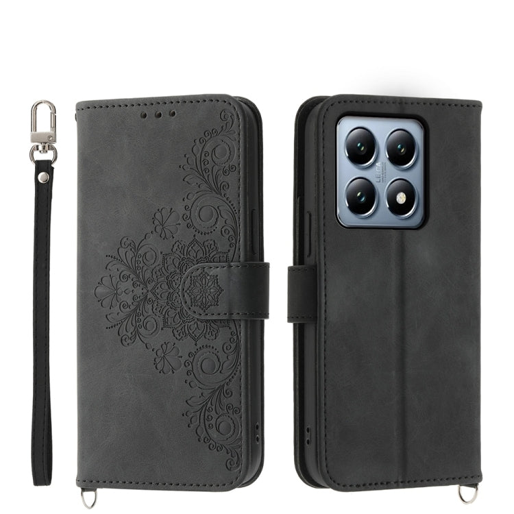 Skin Feel Flowers Embossed Wallet Leather Phone Case, For Xiaomi 15, For Xiaomi 14T Pro, For Xiaomi 14T