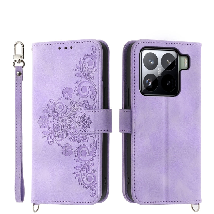 Skin Feel Flowers Embossed Wallet Leather Phone Case, For Xiaomi 15, For Xiaomi 14T Pro, For Xiaomi 14T