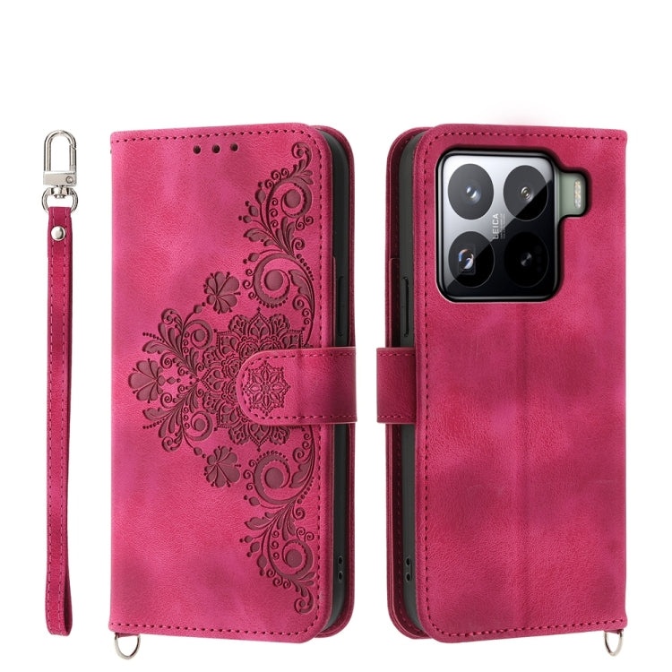 Skin Feel Flowers Embossed Wallet Leather Phone Case, For Xiaomi 17 Pro Max, For Xiaomi 17 Pro, For Xiaomi 17, For Xiaomi Poco M7 4G 171mm, For Xiaomi 15T Pro 5G, For Xiaomi 15T 5G, For Xiaomi 15 Ultra, For Xiaomi Poco X7 Pro / Redmi Turbo 4           ...