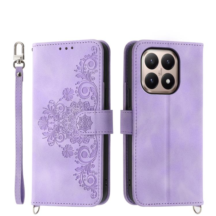 Skin Feel Flowers Embossed Wallet Leather Phone Case, For Xiaomi 15T 5G, For Xiaomi 15 Ultra, For Xiaomi Poco X7 Pro / Redmi Turbo 4, For Xiaomi 15 Pro, For Xiaomi 15, For Xiaomi 14T Pro, For Xiaomi 14T