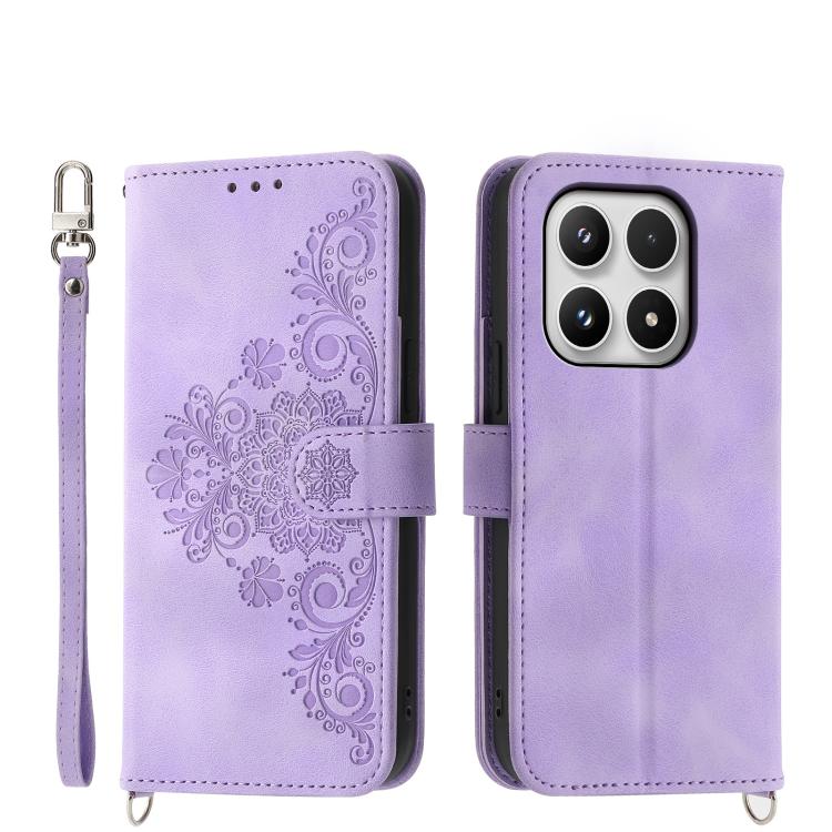 Skin Feel Flowers Embossed Wallet Leather Phone Case, For Xiaomi Poco C95 Pro, For Xiaomi 17 Max 5G, For Xiaomi 17T Pro 5G, For Xiaomi 17T 5G, For Xiaomi 17 Pro Max, For Xiaomi 17 Pro, For Xiaomi 17, For Xiaomi Poco M7 4G 171mm, For Xiaomi 15T Pro 5G