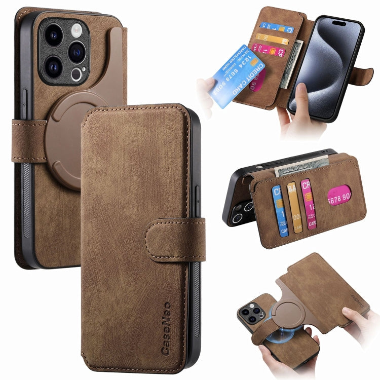 CaseNeo MagSafe RFID Anti-theft Retro Leather Phone Case, For iPhone 16, For iPhone 15 Pro Max, For iPhone 15 Pro, For iPhone 15 Plus, For iPhone 15