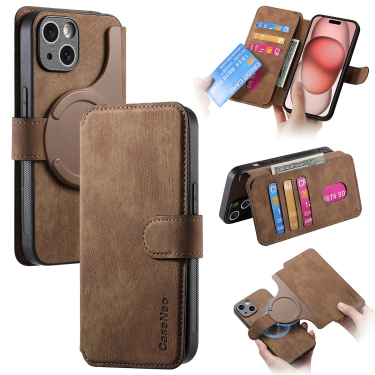 CaseNeo MagSafe RFID Anti-theft Retro Leather Phone Case, For iPhone 16, For iPhone 15 Pro Max, For iPhone 15 Pro, For iPhone 15 Plus, For iPhone 15