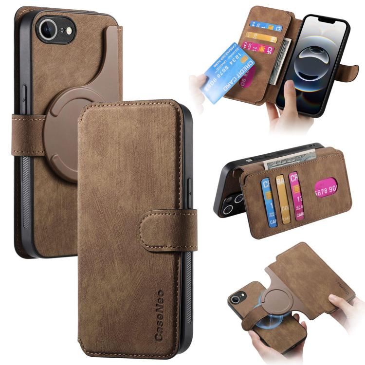 CaseNeo MagSafe RFID Anti-theft Retro Leather Phone Case, For iPhone 18 / 17, For iPhone 18 Pro / 17 Pro, For iPhone 18 Pro Max / 17 Pro Max, For iPhone 17e / 16e, For iPhone Air, For iPhone 16 Pro Max, For iPhone 16 Pro, For iPhone 16 Plus