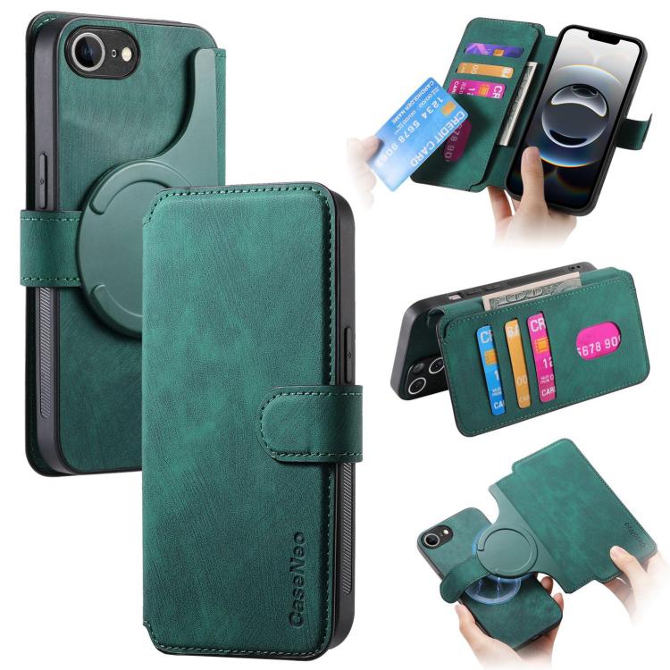 CaseNeo MagSafe RFID Anti-theft Retro Leather Phone Case, For iPhone 18 / 17, For iPhone 18 Pro / 17 Pro, For iPhone 18 Pro Max / 17 Pro Max, For iPhone 17e / 16e, For iPhone Air, For iPhone 16 Pro Max, For iPhone 16 Pro, For iPhone 16 Plus