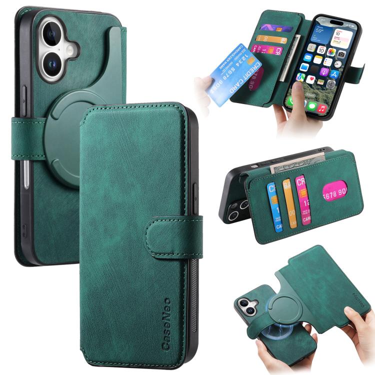 CaseNeo MagSafe RFID Anti-theft Retro Leather Phone Case, For iPhone 18 / 17, For iPhone 18 Pro / 17 Pro, For iPhone 18 Pro Max / 17 Pro Max, For iPhone 17e / 16e, For iPhone Air, For iPhone 16 Pro Max, For iPhone 16 Pro, For iPhone 16 Plus