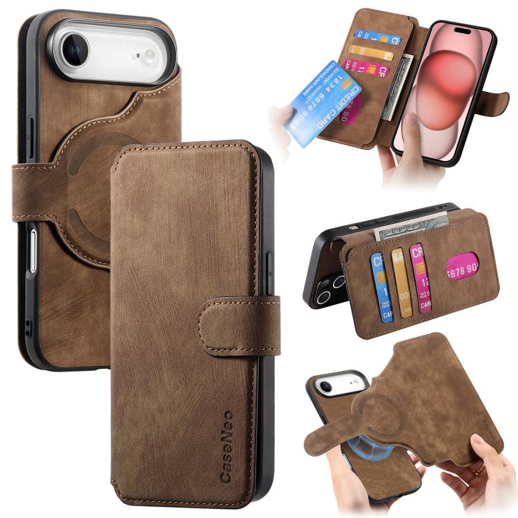 CaseNeo MagSafe RFID Anti-theft Retro Leather Phone Case, For iPhone 17e / 16e, For iPhone 17 Pro Max, For iPhone 17 Pro, For iPhone 17, For iPhone Air, For iPhone 16 Pro Max, For iPhone 16 Pro, For iPhone 16 Plus