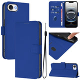 Skin Feel Solid Color Leather Phone Case with Lanyard, For iPhone 17e / 16e, For iPhone 17 Pro Max