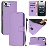 Skin Feel Solid Color Leather Phone Case with Lanyard, For iPhone 17e / 16e, For iPhone 17 Pro Max