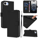Skin Feel Solid Color Leather Phone Case with Lanyard, For iPhone 17e / 16e, For iPhone 17 Pro Max