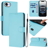 Skin Feel Solid Color Leather Phone Case with Lanyard, For iPhone 17e / 16e, For iPhone 17 Pro Max