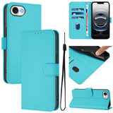 Skin Feel Solid Color Leather Phone Case with Lanyard, For iPhone 17e / 16e, For iPhone 17 Pro Max