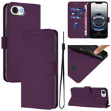 Skin Feel Solid Color Leather Phone Case with Lanyard, For iPhone 17e / 16e, For iPhone 17 Pro Max