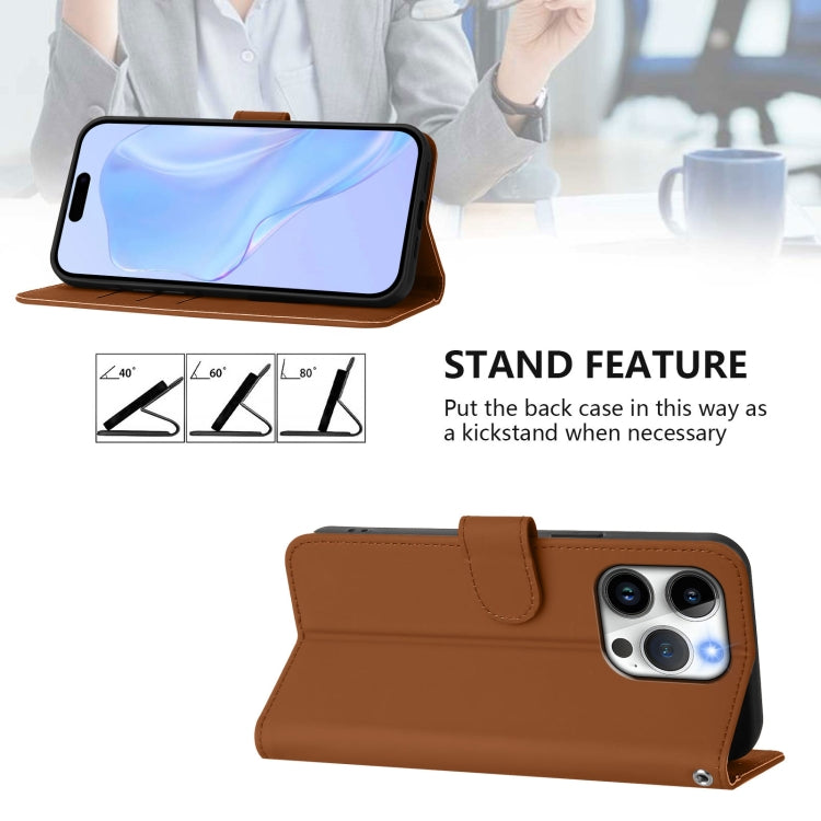 Skin Feel Solid Color Leather Phone Case with Lanyard, For iPhone 15 Pro, For iPhone 15 Plus