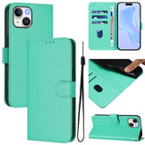 Skin Feel Solid Color Leather Phone Case with Lanyard, For iPhone 14 / 13, For iPhone 14 Pro