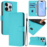 Skin Feel Solid Color Leather Phone Case with Lanyard, For iPhone 14 / 13, For iPhone 14 Pro