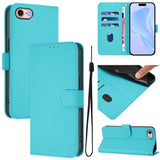 Skin Feel Solid Color Leather Phone Case with Lanyard, For iPhone 14 Pro Max, For iPhone SE 2022 / 2020