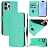 Skin Feel Solid Color Leather Phone Case with Lanyard, For iPhone 13 Pro Max, For iPhone 13 Pro