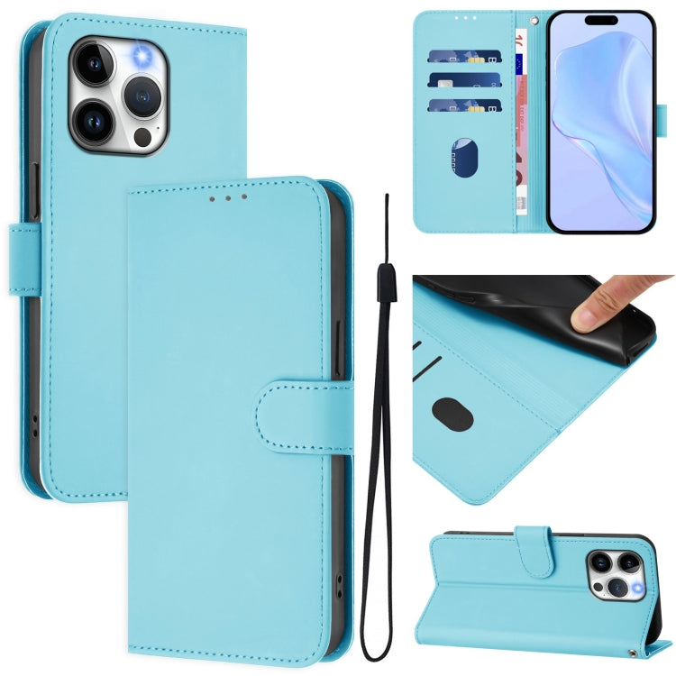 Skin Feel Solid Color Leather Phone Case with Lanyard, For iPhone 13 Pro Max, For iPhone 13 Pro