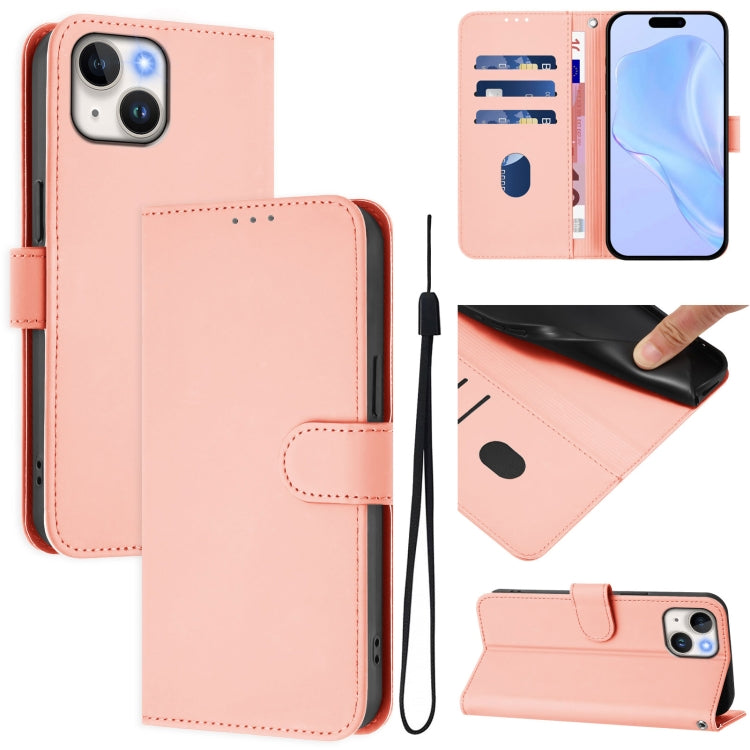 Skin Feel Solid Color Leather Phone Case with Lanyard, For iPhone 13 mini, For iPhone 12 / 12 Pro