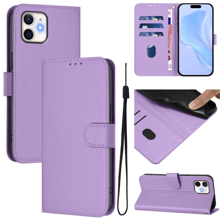 Skin Feel Solid Color Leather Phone Case with Lanyard, For iPhone 13 mini, For iPhone 12 / 12 Pro