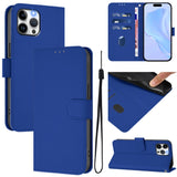 Skin Feel Solid Color Leather Phone Case with Lanyard, For iPhone 12 Pro Max, For iPhone 12 mini