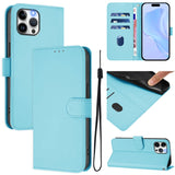 Skin Feel Solid Color Leather Phone Case with Lanyard, For iPhone 12 Pro Max, For iPhone 12 mini