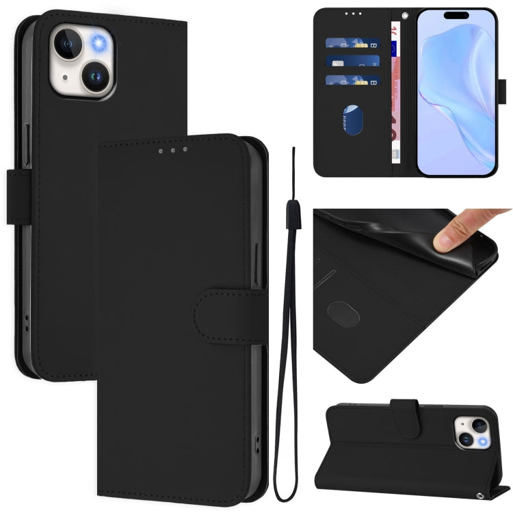 Skin Feel Solid Color Leather Phone Case with Lanyard, For iPhone 12 Pro Max, For iPhone 12 mini