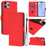 Skin Feel Solid Color Leather Phone Case with Lanyard, For iPhone 11 Pro Max, For iPhone 11