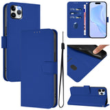 Skin Feel Solid Color Leather Phone Case with Lanyard, For iPhone 11 Pro Max, For iPhone 11
