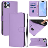 Skin Feel Solid Color Leather Phone Case with Lanyard, For iPhone 11 Pro Max, For iPhone 11
