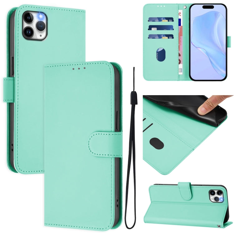 Skin Feel Solid Color Leather Phone Case with Lanyard, For iPhone 11 Pro Max, For iPhone 11