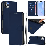 Skin Feel Solid Color Leather Phone Case with Lanyard, For iPhone 11 Pro Max, For iPhone 11