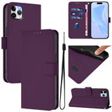 Skin Feel Solid Color Leather Phone Case with Lanyard, For iPhone 11 Pro Max, For iPhone 11