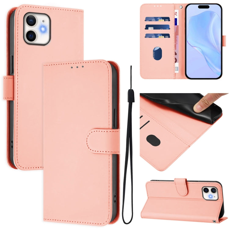 Skin Feel Solid Color Leather Phone Case with Lanyard, For iPhone 11 Pro Max, For iPhone 11