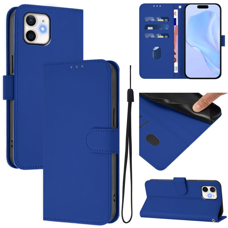 Skin Feel Solid Color Leather Phone Case with Lanyard, For iPhone 11 Pro Max, For iPhone 11