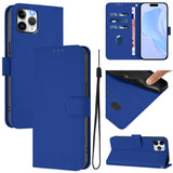 Skin Feel Solid Color Leather Phone Case with Lanyard, For iPhone 11 Pro, For iPhone XS / X